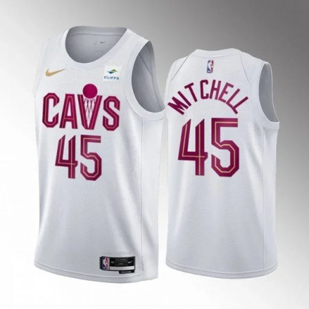 Men's Cleveland Cavaliers #45 Donovan Mitchell White Stitched Jersey