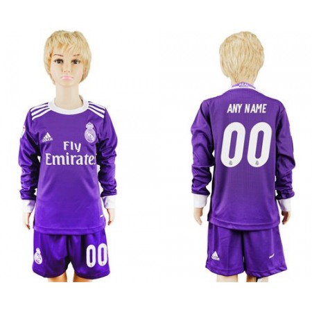 Real Madrid Personalized Away Long Sleeves Kid Soccer Club Jersey