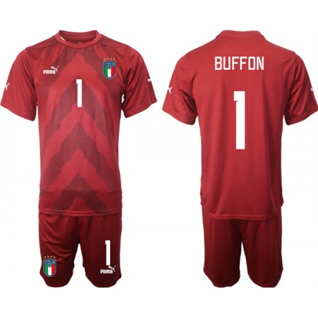 Men's Italy #1 Buffon Red Goalkeeper Soccer Jersey Suit