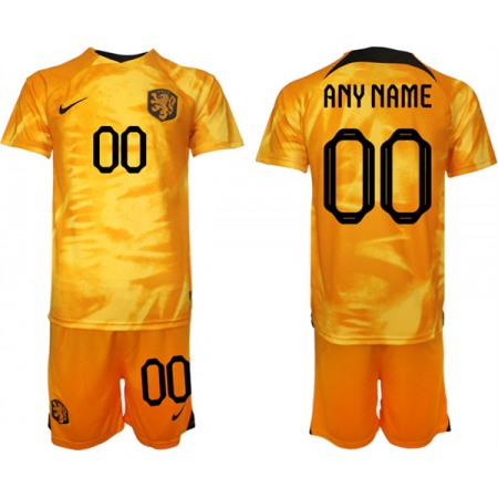 Men's Netherlands Custom Orange Home Soccer Jersey Suit