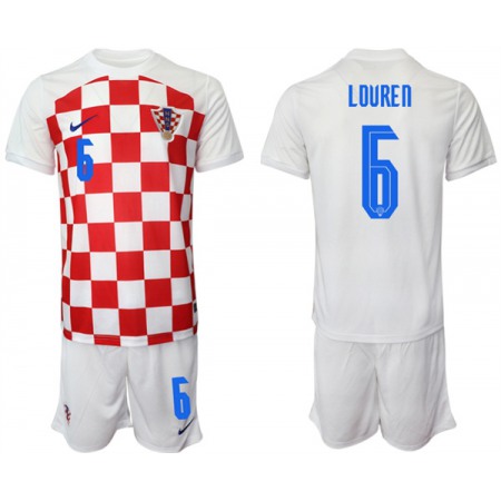 Men's Croatia #6 Lovren White Home Soccer Jersey Suit