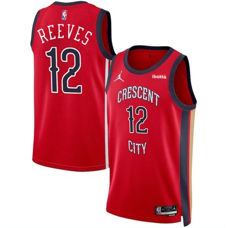 Men's New Orleans Pelicans #12 Antonio Reeves Red 2024 Draft Statement Edition Stitched Basketball Jersey