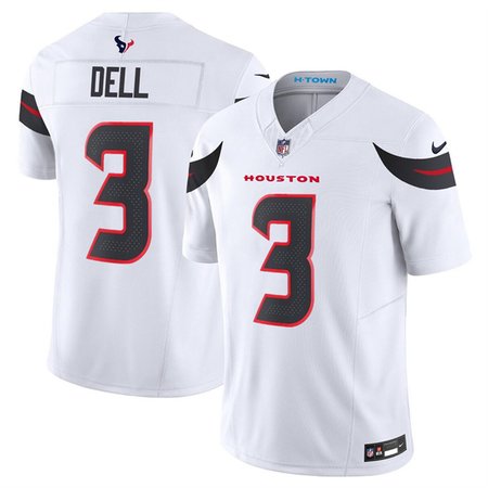 Men's Houston Texans #3 Tank Dell White 2024 Vapor F.U.S.E. Limited Stitched jersey