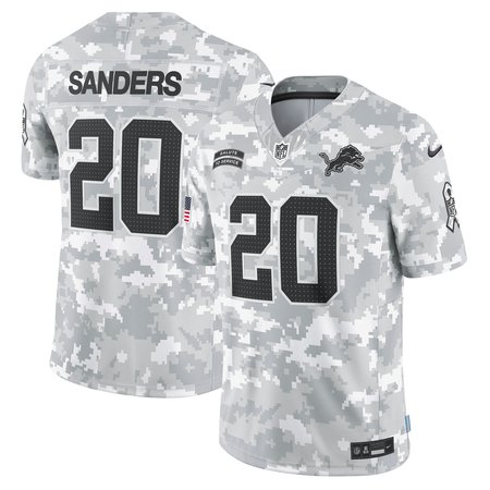 Men's Detroit Lions Barry Sanders Nike Arctic Camo 2024 Salute to Service Retired Player Limited Jersey