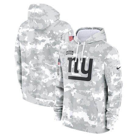 Youth New York Giants Nike White/Gray 2024 Salute To Service Pullover Hoodie