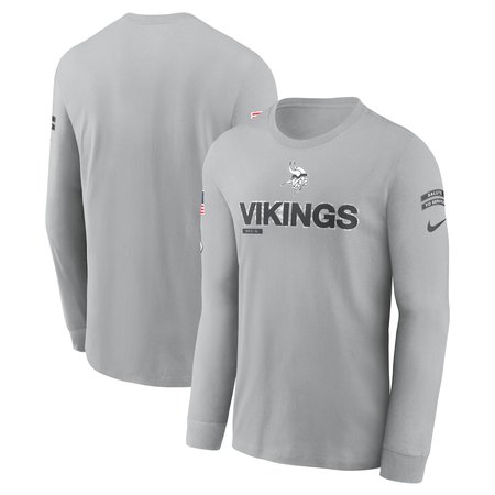 Men's Minnesota Vikings Nike Gray 2024 Salute To Service Long Sleeve T-Shirt