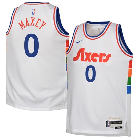 Youth Philadelphia 76ers Tyrese Maxey Nike White 2024/25 Swingman Player Jersey - City Edition